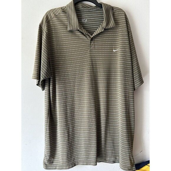 Nike Golf Performance Dri-Fit Polo Shirt Olive Green Men's XX-Large Striped - Picture 1 of 4